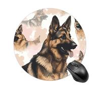 German Shepherd Dog Lovers Mouse Pad Funny Round Mousepad Anti-Slip Rubber Mouse Mat Laptop Desk Accessories 7.8 X 7.8 Inch for Office and Home Use