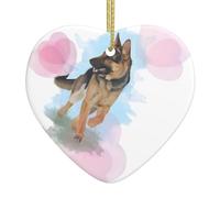 German Shepherd Dog Lovers Printed Christmas Tree Ceramic Hanging Ornament – Xmas Tree Decoration, Holiday Heart Crafts