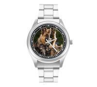 German Shepherd Dog Men's Casual Watch with Stainless Steel Strap Alloy Quartz Wrist Watches