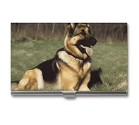 German Shepherd Dog Metal Business Card Case for Men Women Slim Pocket Purse Multi Wallet Professional Pocket Card Holder for Name Card Credit Card, style, One Size