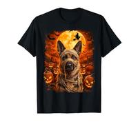 German Shepherd Dog Mummy in Pumpkin Patch Halloween Night Value Graphic T-Shirt