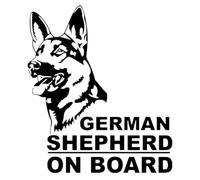 German Shepherd Dog on Board Sticker Decal - Car - Van - Camper - Shelly Travers (Black)