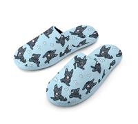 German Shepherd Dog Pattern Flannel Men's Slip-on Slippers Soft Warm House Shoes Cotton-Lining Rubber Sole for Home Hotel 43-44_（9.5-10）