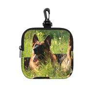 German Shepherd Dog Pattern, Square Zipper Storage Bag, Neoprene Coin Purse, Small Wallets, Change Pouch, Change Purse