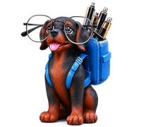 German Shepherd Dog Pen Holder for Desk, Cute Resin Pencil Holder & Makeup Brush Organizer, Creative Puppy Desktop Decor & Unique Office Accessories, Ideal German Shepherd Gifts for Dog Lovers