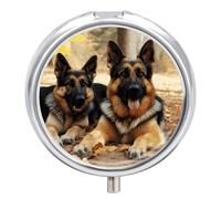 German Shepherd Dog Pill Box Waterproof Portable Medicine Pill Case Moisture Proof Metal Travel Pill Box with 3 Compartment Medicine Case