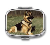 German Shepherd Dog Pill Case with 2 Compartment, Pill Organizer Portable Square Pill Box,Vitamin Pill Organizer for Pocket Purse and Travel
