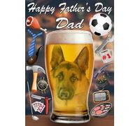 German Shepherd Dog Pint Father's Day Greeting Card A5 Dad Things Step Dad Pub Beer PP32