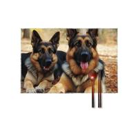 German Shepherd Dog Placemats Set of 4 Heat Resistant Woven Placemats Non-Slip Washable Table Mats for Dining Table Wipeable Place Mats for Kitchen Dining Party Indoor Outdoor Decoration 12x18 Inch