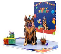 German Shepherd Dog Pop Up Happy Birthday Greeting Card, love Gift for Adult and Kid with Blank Note & Envelope, Foldable Celebration for Daughter, Son, Mom, Dad, Friend, Children