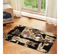 German Shepherd Dog Print Pet Food Mat Absorbent Non Slip PU Leather Feeding Mat for Dogs Cats Rubber Bottom