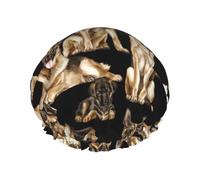 German shepherd dog Print Shower Cap - Reusable Bath Hair Cap, Double Layer, Adjustable Elastic Strap, Durable Travel Essential