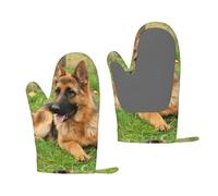 german shepherd dog Print Silicone Oven Gloves Heat Oven Mitts Non-Slip Kitchen Glove For BBQ Baking Cooking Gloves