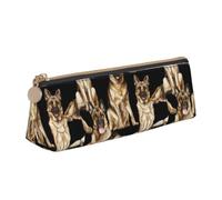 German Shepherd Dog Print Triangle Pencil Pens Case Large-Capacity Stationery Organizer Pouch Office Travel