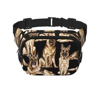 German Shepherd Dog Print Unisex Square Double Layer Waist Bag Crossbody Fanny Pack Travel Workout Accessory, Black, One Size, Black, One Size