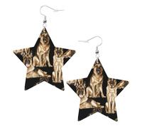 German Shepherd Dog Printed Leather Pierced Earring Set, 1 Pair Lightweight Bohemian Earrings Birthday Party Jewelry Gifts For Women