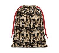 German Shepherd Dog Printing Soft Drawstring Gift Bag With Red Ribbon Durable For Christmas Halloween For Adults Gifting