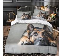 German Shepherd Dog Quilt Cover 3D Design Printed Hotel Quality 3-Piece Bedding Set Zipper Comforter Cover Ultra Soft Hypoallergenic for Teens Adults Women Kids Girls Boys Super king（260x220cm）