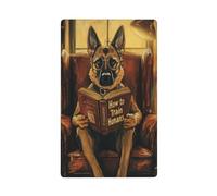 German Shepherd Dog Reading in Leather Armchair Single Toggle Blank Wall Plate Light Switch Cover Decorative 1 Gang for Kitchen Room Bathroom Size 11.4x7cm