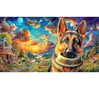 German-Shepherd-Dog Recycled Paper Puzzle 1000 Pieces Fun and Challenging Family Game Beautiful Decoration Puzzle for Decompression and Wall Decor 70x50/1000pcs