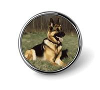German Shepherd Dog Round Badge Personalized Lapel Brooch Lightweight Durable Tinplate Badge for Hat Clothes Backpack Pins Decor, Circular, Aluminum, aluminum alloy