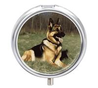 German Shepherd Dog Small Pill Box 3 Grids Travel Pill Case Portable Daily Pill Organizer with Anti-Mixing Design Easy to Retrieve Meds for Medication, Vitamin, Supplements
