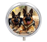 German Shepherd Dog Small Pill Box 3 Grids Travel Pill Case Portable Daily Pill Organizer with Anti-Mixing Design Easy to Retrieve Meds for Medication, Vitamin, Supplements