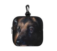 German Shepherd Dog, Square Zipper Storage Bag, Neoprene Coin Purse, Small Wallets, Change Pouch, Change Purse