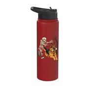 German Shepherd Dog Stealing Skeleton Bone Halloween Stainless Steel Insulated Water Bottle