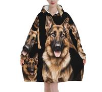 German Shepherd Dog- Super Soft Wearable Blanket Hoodie For Men And Women - Warm, Fashionable, Cozy Flannel Hooded Sweatshirt - Oversized, Loose Hoodie Blankets With Pocket For Ultimate Comfort
