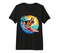 German Shepherd Dog Surfing Surfer Owner Surfboard Rider Sea Premium T-Shirt