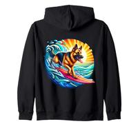 German Shepherd Dog Surfing Surfer Owner Surfboard Rider Sea Zip Hoodie