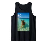 German Shepherd Dog Swimming Ocean Beach Tank Top
