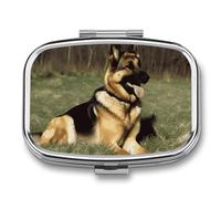 German Shepherd Dog Travel Pill Organizer A Daily Pill Box for Supplements 2 Compartment Pill Case Convenient for Carrying and Storing Medicines Box