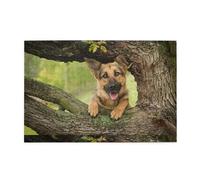 German Shepherd Dog Tree, 1000 Pieces Jigsaw Puzzles, Wooden Jigsaw Family Game Wall Decor for Adults Teens
