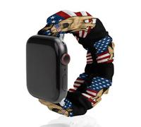 German Shepherd Dog U.S. Flag Funny Scrunchie Watch Band Elastic Soft Sport Strap Compatible with IWatch 42mm/44mm