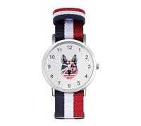 German Shepherd Dog U.S. Flag Funny Wrist Watches for Men Women Casual Braided Strap Easy Reader for Work Workout