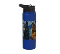 German Shepherd Dog Van Gogh Starry Night Stainless Steel Insulated Water Bottle