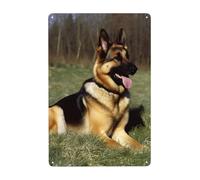 German Shepherd Dog Wall Art Poster Vintage Metal Tin Signs Funny Wall Decor Metal Sign Outdoor Wall Decorations for Home Living Room Bedroom Halloween Decor Gifts 8x12 Inch