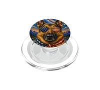 German Shepherd Dog Wearing USA Flag Glasses American Art PopSockets PopGrip for MagSafe