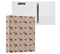 German Shepherd Dog with Red Hearts 3 Ring Binder 1.5" Decorative D-Ring Binder with Clipboard&3 Clear Pockets, Holds 200 Sheets A4 Size Paper Waterproof Binders for School Home Office