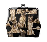 German Shepherd Dog Women's Leather Kiss-Lock Coin Purse,Double-Sided Full Print Pattern,Ultra-Fine Fiber Leather,Small Clutch Wallet for Cash,Cards,Coins