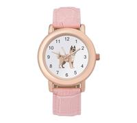 German Shepherd Dog Women's PU Leather Strap Watch Analog Quartz Watch Casual Wristwatch for Home Work