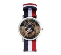German Shepherd Dog Wrist Watches with Scale for Men Women Casual Braided Strap Easy Reader for Work Workout
