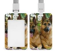 German Shepherd Dogs Badge Holder,Durable Sturdy Lanyard Badge Protector Push-Pull Type Adjustable Fashionable Work ID Cover for Metro Nurse Office
