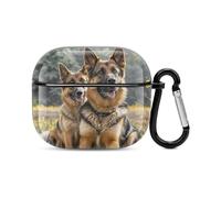 German Shepherd Dogs Bluetooth Earbuds Case Cover Full Body Shockproof Protection Hard Case Support Wireless Charging with Keychain Personalized Gift for AirPods 3