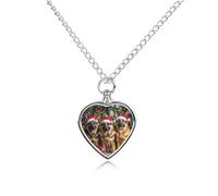 German Shepherd Dogs Christmas Pet Urns Necklace Jewelry Metal Heart Pendant Memorial Necklaces for Ashes with Funnel Kit
