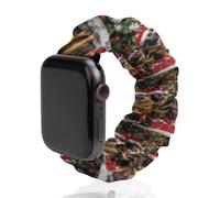 German Shepherd Dogs Christmas Soft Elastic Scrunchie Watch Strap Compatible with IWatch Series 6 5 4 3 2 1 Printed Wristbands Bands
