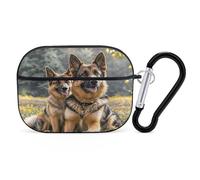 German Shepherd Dogs Earbuds Organizer Shockproof Protective Airpods Pro Cover with Carabiner Clip Anti Fall Carrying Earphone Case Cover for Airpods Pro 2nd Generation Black
