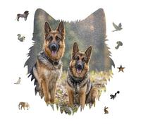 German Shepherd Dogs Jigsaw Puzzle 175PCS Wolf Head Design Puzzle Wooden Jigsaw Puzzles for Adults Families